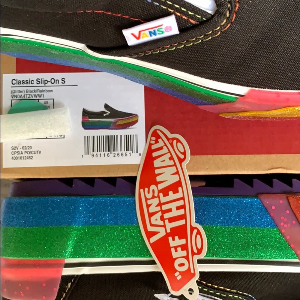 ••VANS CLASSIC SLIP ON S PLATFORMS GLITTER BLK/R W - Picture 12 of 16